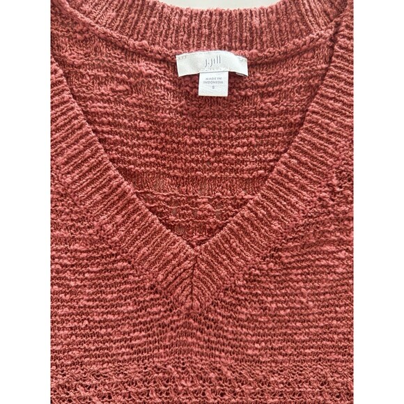 J Jill Womens Small Rustic Oversized Vneck Short Sleeve Tunic Thick Sweater Knit - Picture 4 of 5
